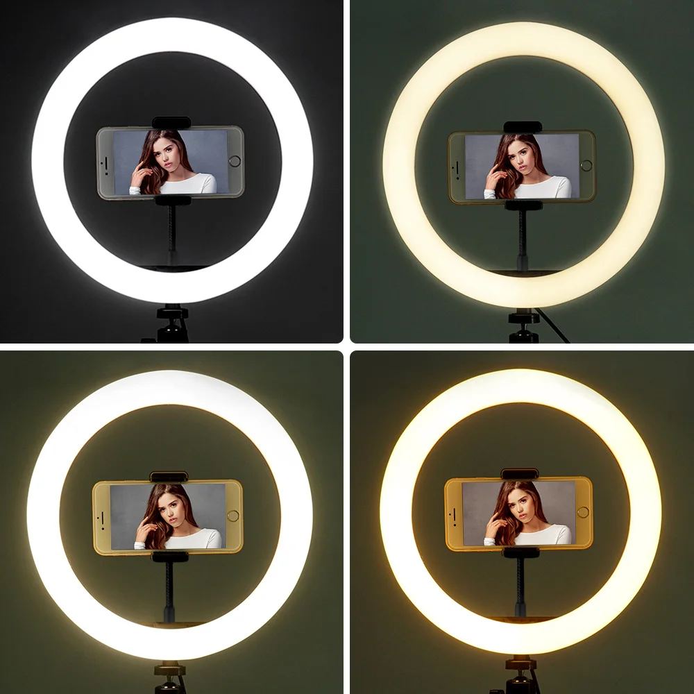 capsaver RL-10 26cm Mini LED Ring Light USB Ring Lamp Makeup Vedio Light with Phone Holder Tripod D - 4000313665025