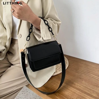 

LITTHING 2020 Summer Lady Shoulder Messenger Bags Female Luxury Handbags Chain Design PU Leather Crossbody Small Bags For Women