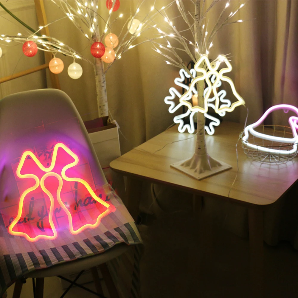 New Arrival Rainbow Neon Sign Light Led Snowflake Christmas Tree