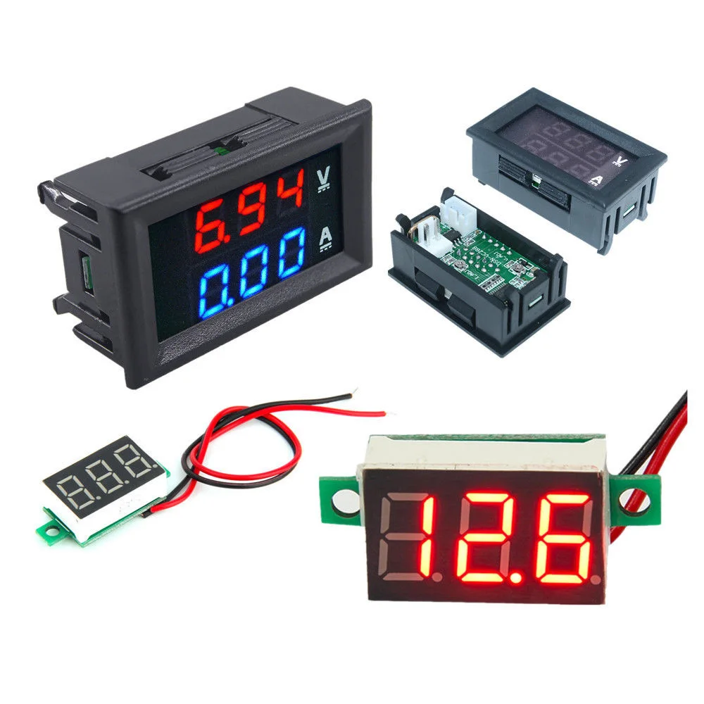 DC100V 10A Вольтметр Амперметр синий+ красный светодиодный усилитель двойной цифровой вольтметр Калибр