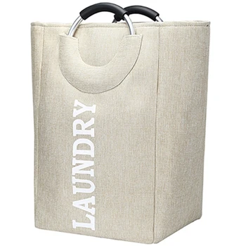 

Portable Laundry Basket Laundry Hamper with Handles,Foldable Clothes Washing Bin Travel Carry and Storage for Dirty Clothes-Beig