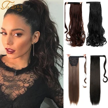

TALANG False Ponytail Hair Extension Wig Clip in Straight Kinky Curly Long Synthetic Wrap Around Pony Tail Blonde Hairpiece