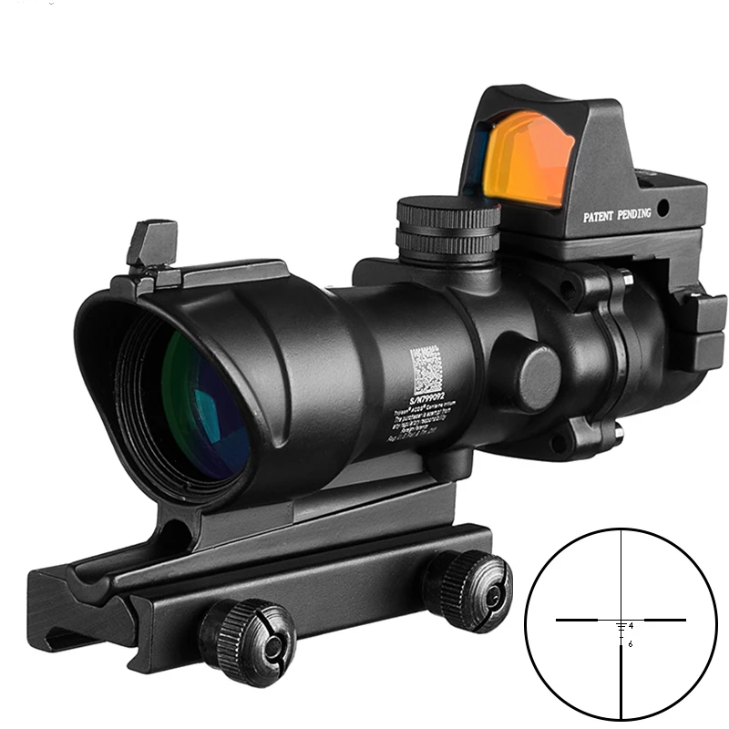 ACOG Style 1X32 Red Dot Sight with working Red Fiber Optic Airsoft UK Selller 