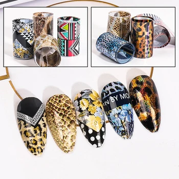 

1 box Mix Designs Animal Skin Nail Foils Leopard Geometric Nail Art Transfer Foil Wraps Sticker Manicure Nail Art Decoration