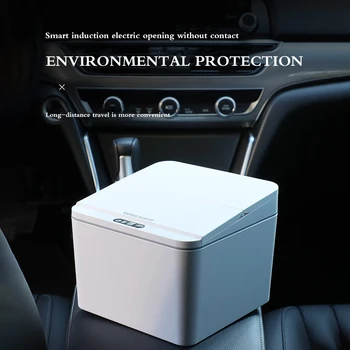 

4L Intelligent Rectangular Plastic Trash Can Car Garbage Box Desktop Trash Bin With Lid Car Garbage Box For Bathroom/Kitchen