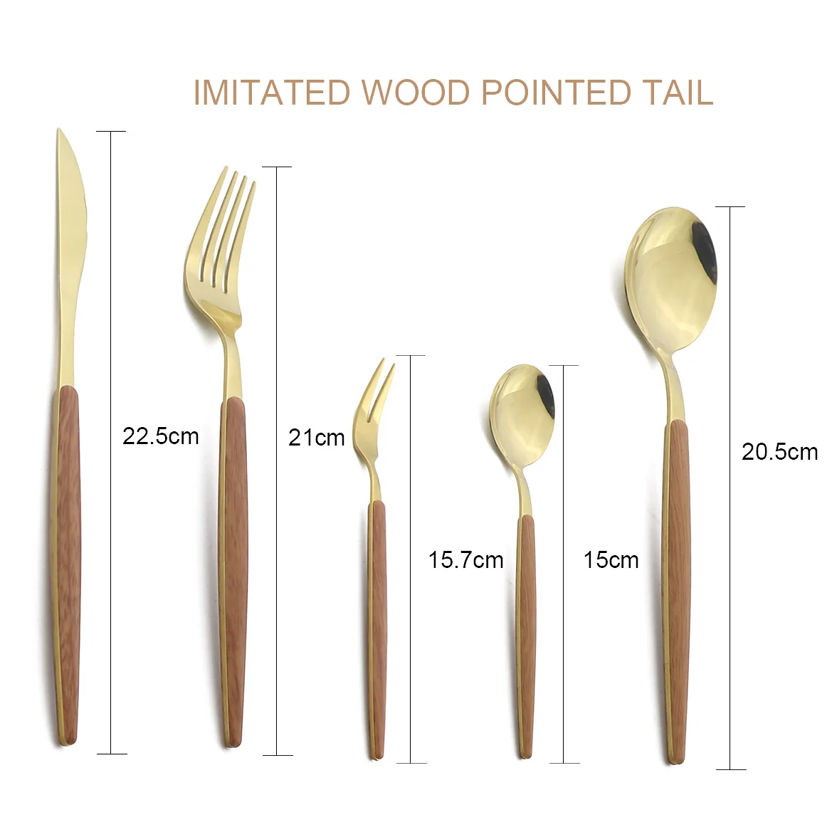 4Pcs/5Pcs Wooden Handle Cutlery Set Stainless Steel Knife Fork Dinnerware Set Coffee Tea Spoon Kitchen Silverware Tableware Set
