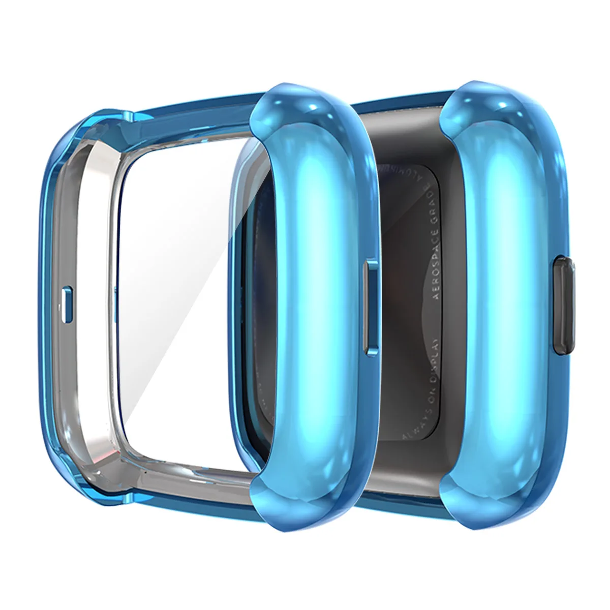 Синий Новинка, 13 цветов, мягкий ТПУ чехол для Fitbit Versa, 2 ремешка, водонепроницаемый корпус для часов, Защита экрана для Fitbit Versa 2, Смарт-часы - Цвет: Синий