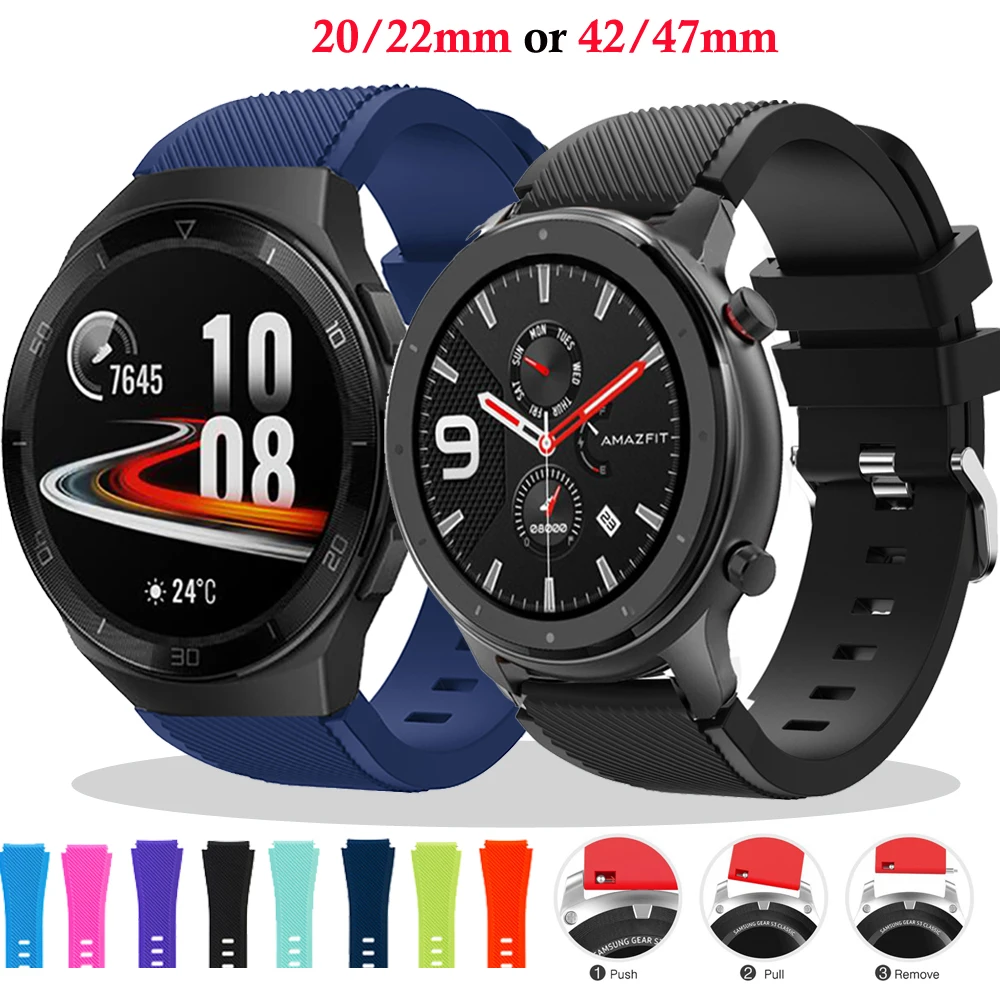 Замена для Amazfit GTR ремешок 42 47 мм Honor magic Watch 2 huawei watch GT 2e браслет 22 часов Силиконовые