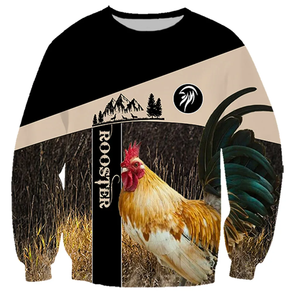 

HX Rooster Lovers Sweatshirt 3D Graphics Rooster Splicing Sportswear Fashion Harajuku Streetwears Men Clothing