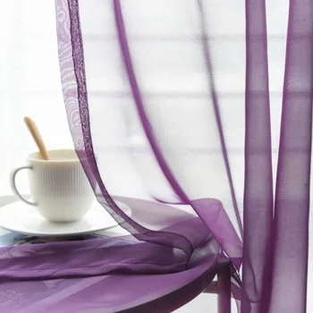 

Tiyana Simple Solid Color Curtains For Living Room Bedroom Balcony Kitchen Purple Tulle Curtains Wedding Home Decor wp184#4