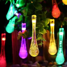 Guirlande solaire Led imperméable, éclairage d'extérieur, goutte d'eau, féerique, décoration pour noël, jardin, fête 