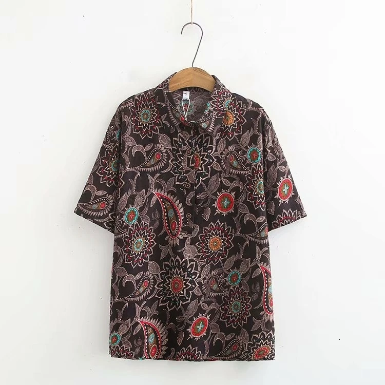

Plus Size Women Blouse Geometric Printed Short Mouths Casual Summer Tops