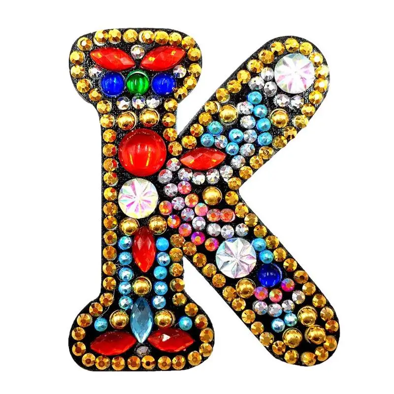 1pc K DIY брелок Подвеска Алфавит буквы полная дрель Алмазная картина брелок Смола женская сумка брелок ручной работы подарки орнамент - Цвет: 1pc K