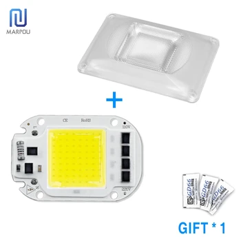 

Dimmable LED COB Chip Lens Lampshade Reflector Grow Light Full Spectrum Smart IC 50W 30W 20W AC 220V LED Beads DIY Floodlight