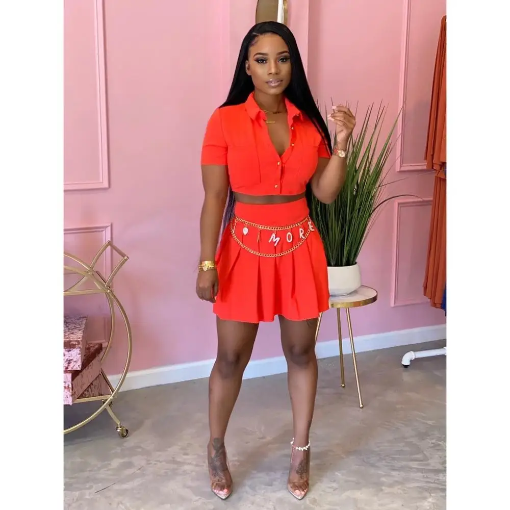 

women two pieces set crop top and skirt sets