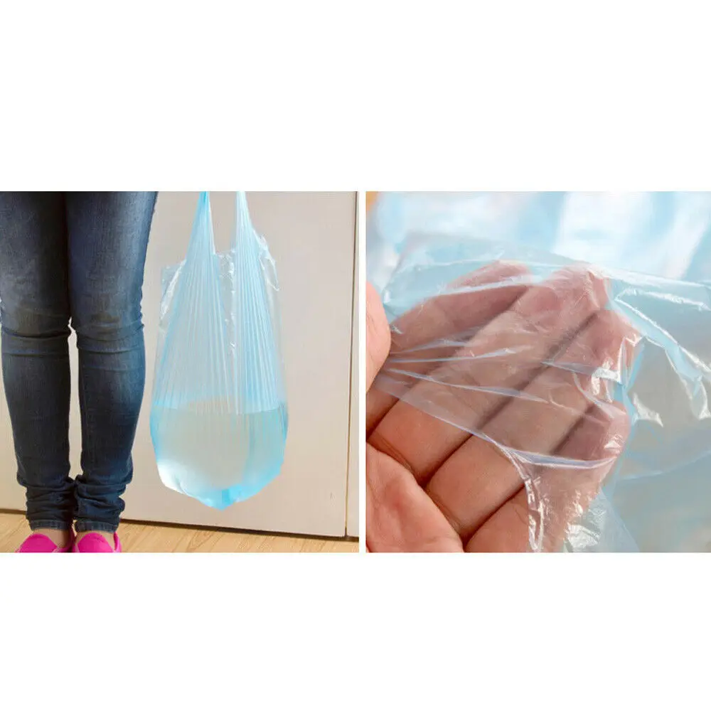 Rubbish Garbage Bin Liners Kitchen Toilet Black Waste Trash Bags Kit With Handle Environmentally friendly Vest Type Trash BAGS