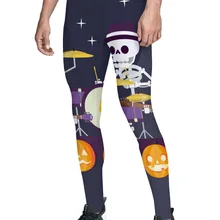 Мужские брюки для концерта на Хэллоуин, День Независимости, влагоотводящие, с высокой талией, мягкие, тянущиеся, девять штанов для Хеллоуина, Jegging
