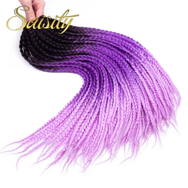 Saisity Box Braid Colors Grey Purple Blonde Blue Crotchet Braids