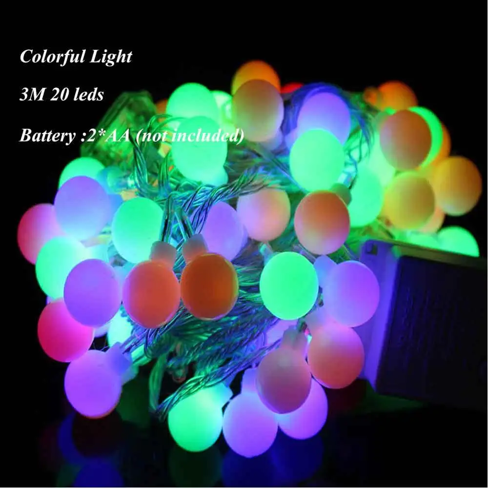 3M Ball Colorful Шар со снежинками праздничное освещение светящаяся гирлянда AA батарея питание Свадебный Сказочный свет для рождества домашнее украшение в виде дерева - Испускаемый цвет: 3M Ball Colorful