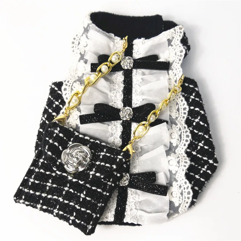 Роскошный модный женский стиль жилет для Чихуахуа Одежда для собак для маленьких Одежда для собак французское платьице для бульдога костюм для мопса XS-3XL