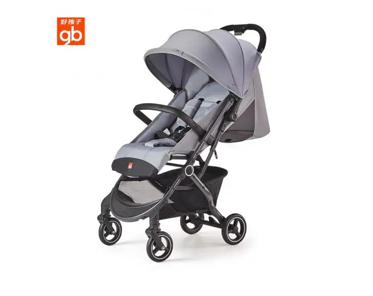

Gb good boy baby stroller seated reclining strap adjustable front armrests detachable one-hand brake light stroller grey D619-R2