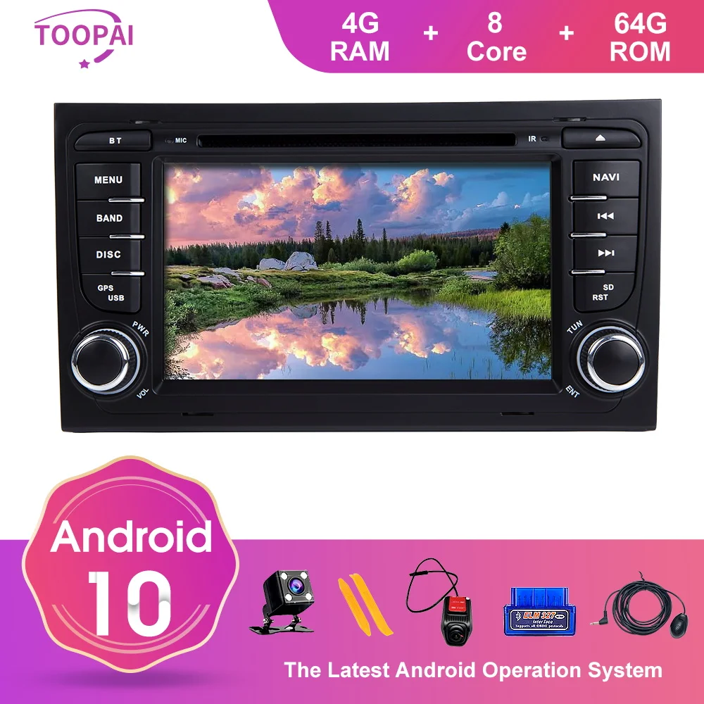 Автомобильный мультимедийный плеер TOOPAI проигрыватель на Android 10 для Audi A4 S4 2002 2003 2004