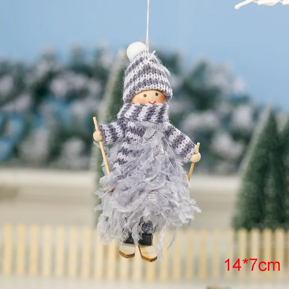 Noel Рождественский Ангел-девочка лыжные плюшевые куклы Рождественская елка орнамент кулон рождественские украшения для дома Новогодний Декор подарки - Цвет: D4 Gray