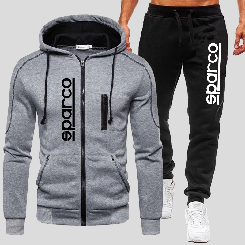 mens sweat suits sets Men's Sparco Tracksuits Winter Zipper Hoodie and Jogging Trouser suits Windproof Motorcycle Clothing Solid Color Running Suits mens matching sets
