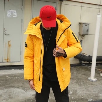 

YASUGUOJI Winter Men Parkas Coat New Men's Casual Fashion Parkas Male Simple Solid Color Hooded Parka Jackets Clothing