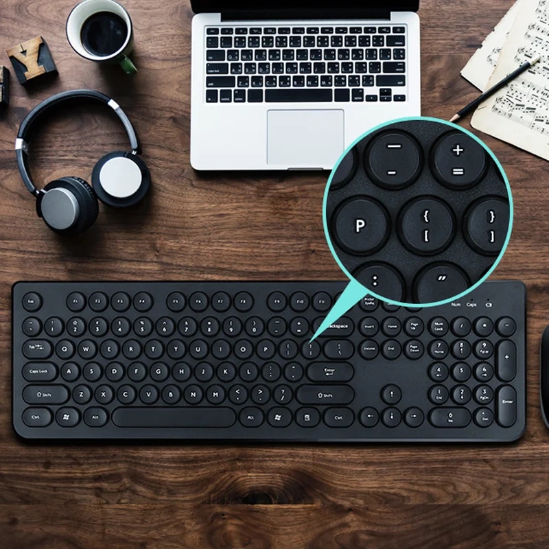 

Retro Punk Wireless Keyboard Mouse Set Ergonomics Mini Waterproof Lightweight VDX99