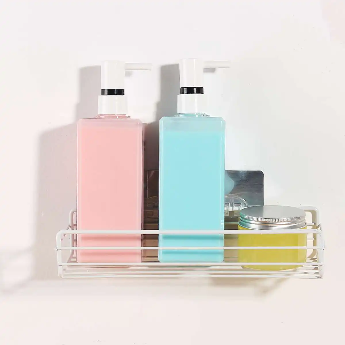 Bathroom Tray Storage Rack Organizer Multifunction Rectangle Shower Shelf No Drilling Removable