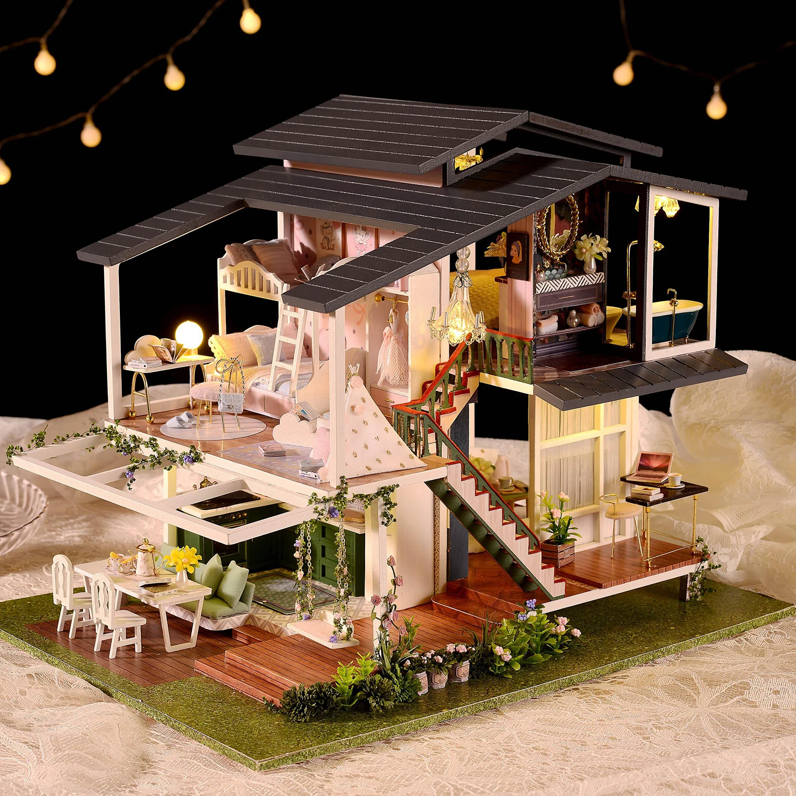 DIY Miniature Doll House Furniture Kits Wood Romantic Modern Villa Cottage Puzzle Playset Self Assembled for Girls angel s landing jigsaw puzzle wood photo personalized personalized gift ideas baby wooden customized picture puzzle