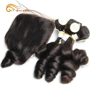 

Curly Bundles With Closure Brazilian Hair Weave Bundles Spring Egg Curl Hair Bundles With Closures Remy Human Hair Extension