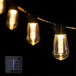 Guirlande solaire Edison à 30 LED 10M, imperméable, éclairage d'extérieur, idéal pour un jardin, un arbre de noël ou des légumes 
