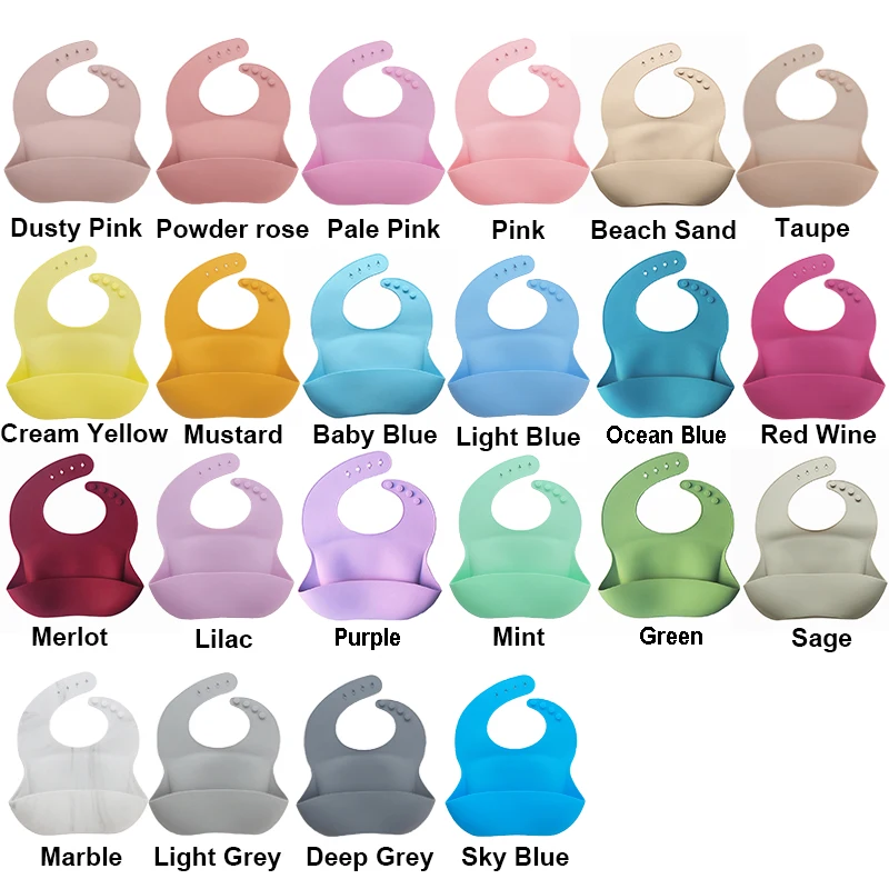 chenkai-10pcs-25-colors-silicone-newborn-feedings-bib-four-adjustable-button-baby-bibs-waterproof-tableware-food-grade-bpa-free