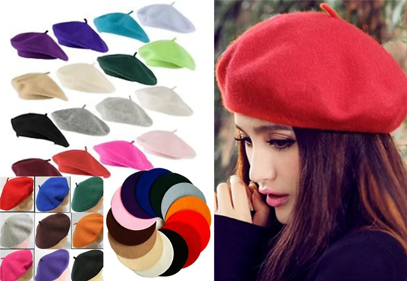 Простой берет, шерстяная Осенняя Женская модная шапка для девочек, французский берет, зимняя теплая женская уличная Кепка