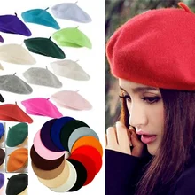 Простой берет, шерстяная Осенняя Женская модная шапка для девочек, французский берет, зимняя теплая женская уличная Кепка