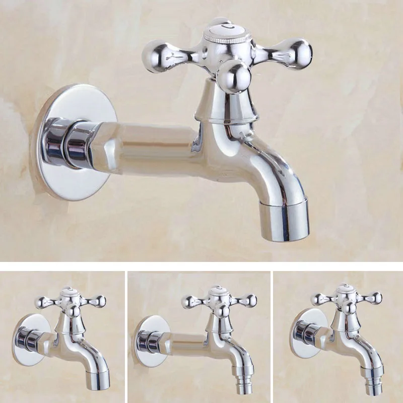 Chrome Single Cold Water Tap Wall Mount Mop Pool Faucet Laundry Tray Sink Faucet 