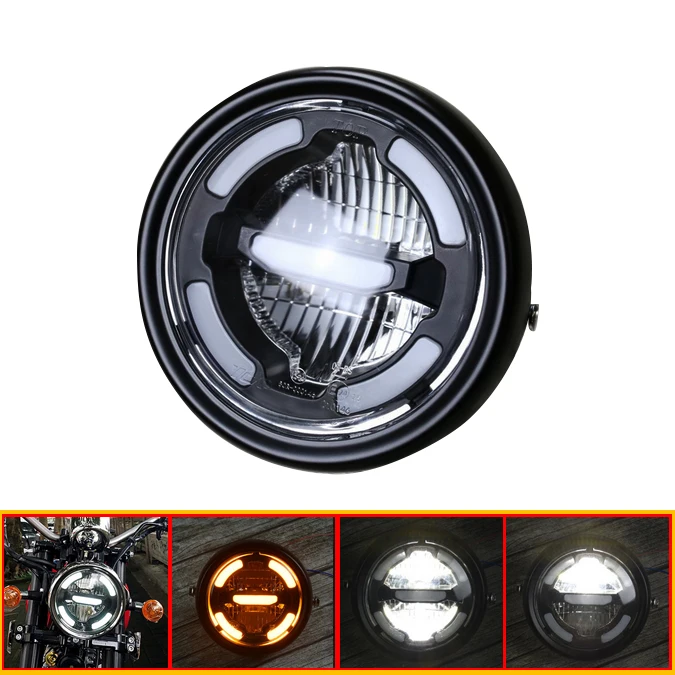 

6.5" Motorcycle LED Headlight Motor Headlamp Bulb Hi/Lo Beam Angle Eyes