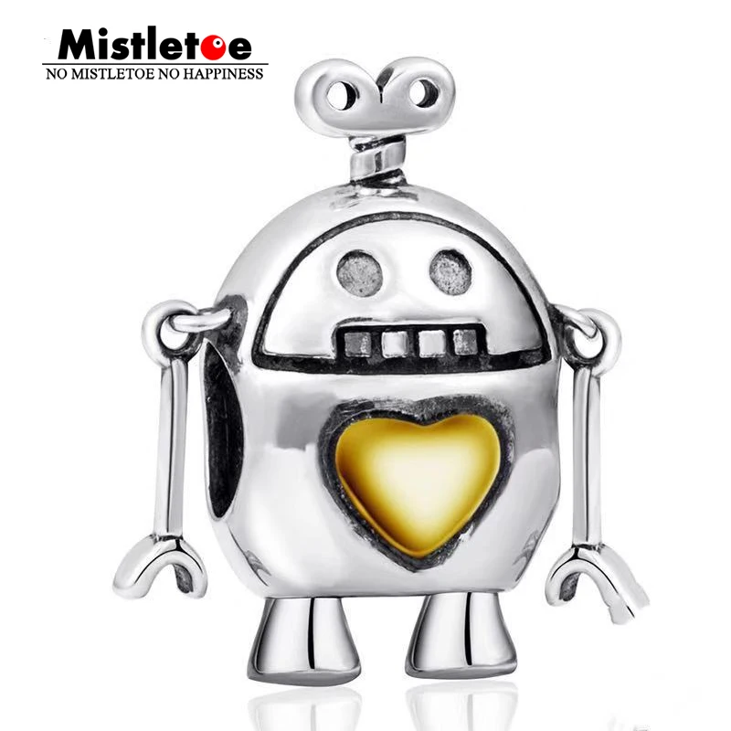 

Mistletoe 925 Sterling Silver Clockwork robot Charm Bead Fit European Bracelet Jewelrly