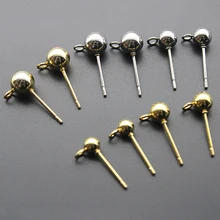 20 шт./лот DIY ручной работы серьги ювелирных изделий Круглые сережки с шаром шпильки с петлей для изготовления ювелирных изделий 3 мм 4 мм 5 мм 6 мм