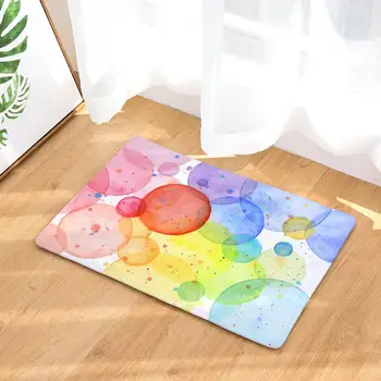 

Rectangle Mat Door Mat Anti Slip Oil Painting Geometry Flannel Printing Floor Pads Bath Mat for Bathroom Kitchen Home Decoration