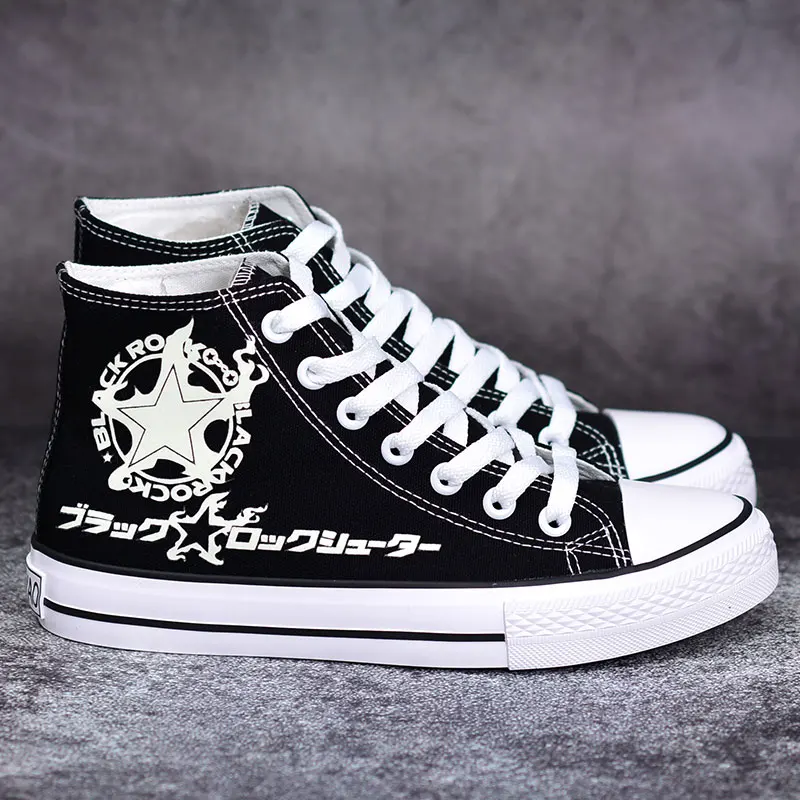 Черный Рок Шутер Косплей граффити светящаяся обувь Cos аниме высокая помощь парусиновая обувь модная повседневная Студенческая обувь