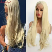 Медовый цвет#613 Длинный натуральный прямой синтетический парик на кружеве Термостойкое волокно средний пробор натуральный волос для женщин