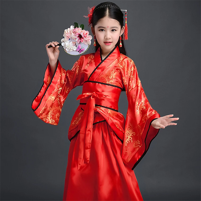 Для девочек; Новинка год Китайская традиционная этап Hafu, детская одежда для представлений, вечерние костюм в китайском стиле женские 100-180 см для танцев в стиле ретро; костюмы