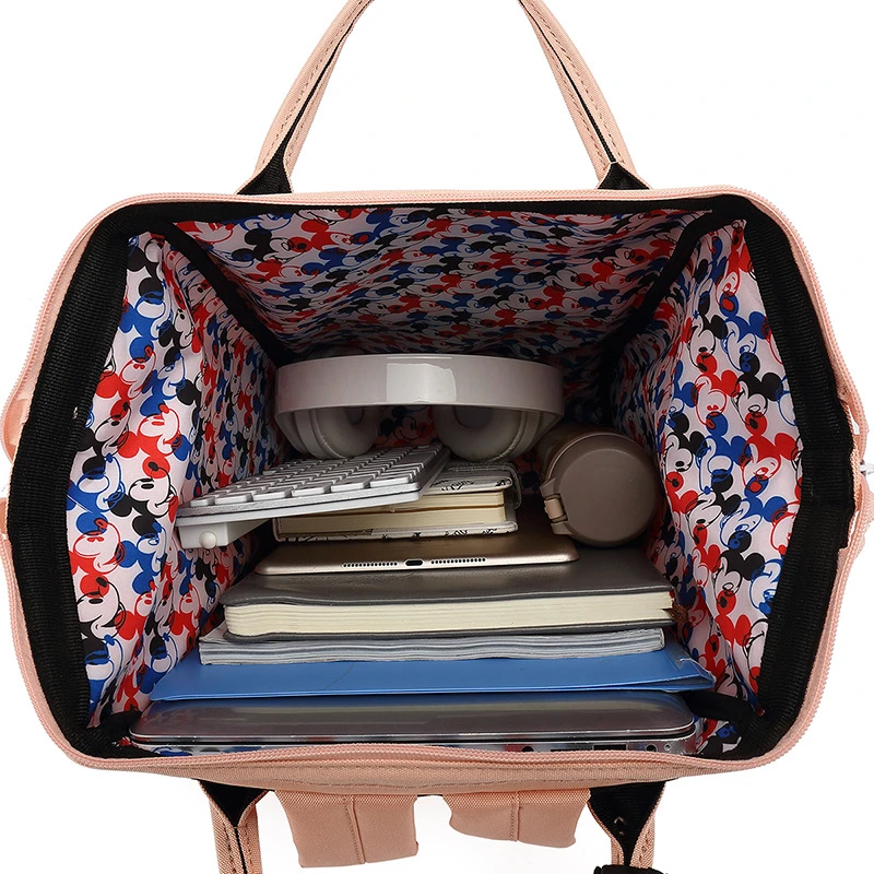 Disney Mickey mouse Backpack female campus travel Bag large capacity handbag high school student bag Waterproof Mummy Bag