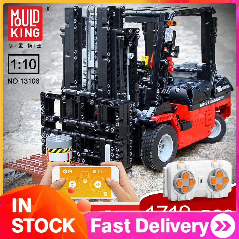 

13106 1768pcs Technic Series Mould King Custom Forklift Mk II Model Electric remote control Building Blocks Bricks MOC-3681