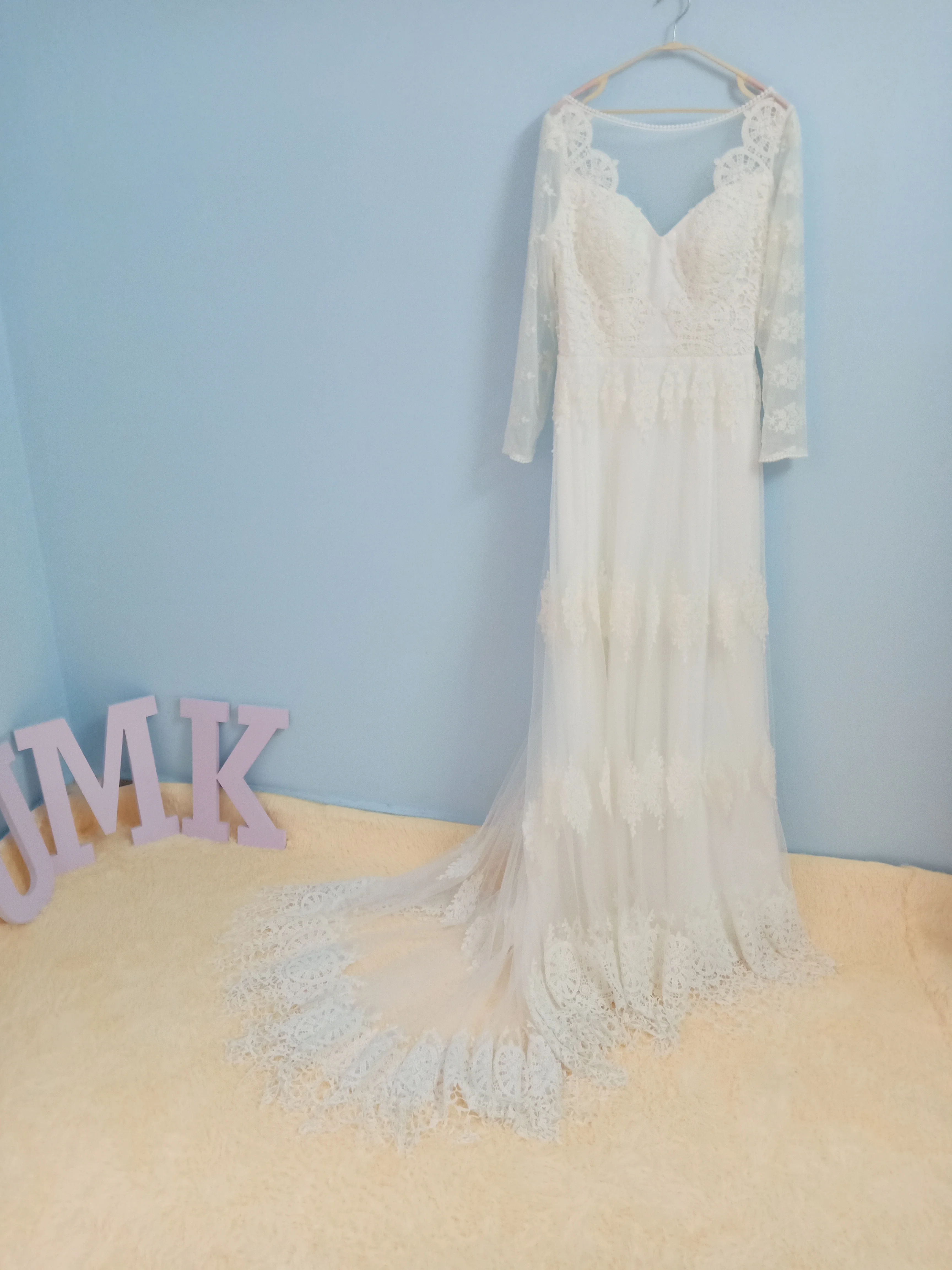 Vestido De Noiva кружевное свадебное платье с длинным рукавом в стиле бохо, Элегантное свадебное платье с открытой спиной, винтажное свадебное платье