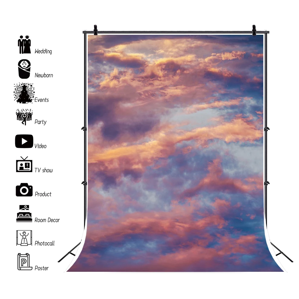 Laeacco Baby Shower Backgrounds Blue Sky Sunset Clouds Child Newborn Birthday Photography Backdrops For Photo Studio Photocall photo backdrop