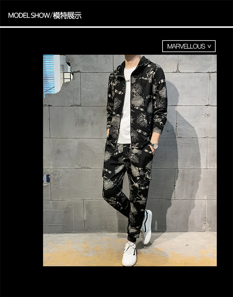 Мужская куртка с цветочным принтом; брюки; Chandal Hombre; тренировочный костюм; Mannen; толстовка с капюшоном; брюки; комплект из 2 предметов; уличная одежда; куртка+ брюки
